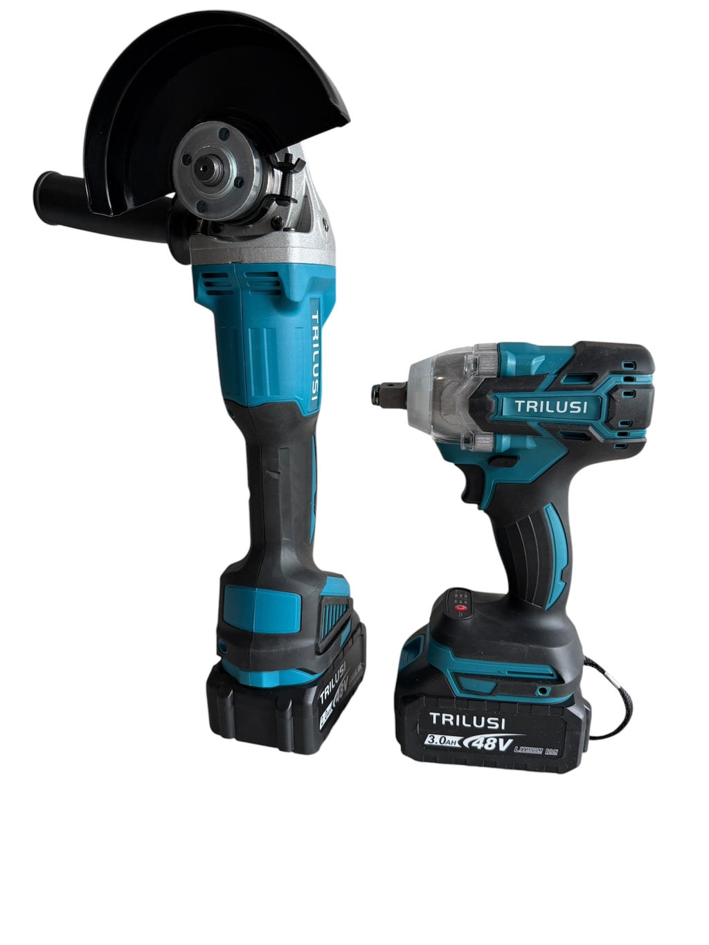TRILUSI 48V Cordless Impact Wrench and Angle Grinder Combo Kit | 2x 48V, 2.0Ah Batteries, Brushless Motor, Includes Drill Bits and circle saw, Carrying Case Included, Socket Accessories Set