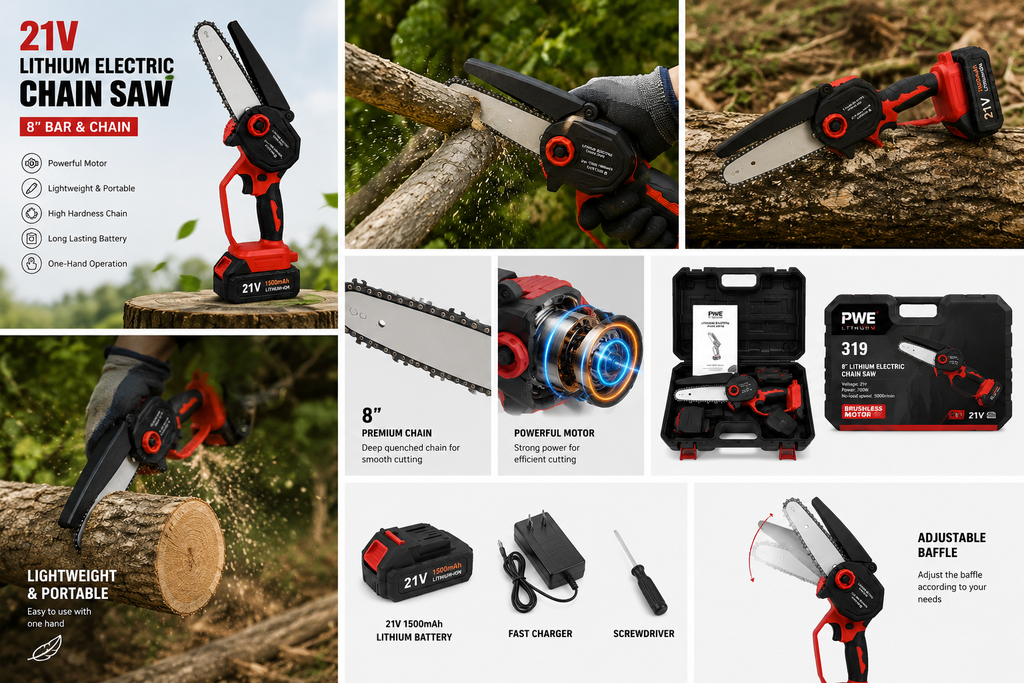 21V Cordless Mini Chainsaw – 8"