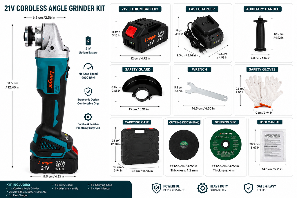 Cordless Angle Grinder Kit – 3.0Ah