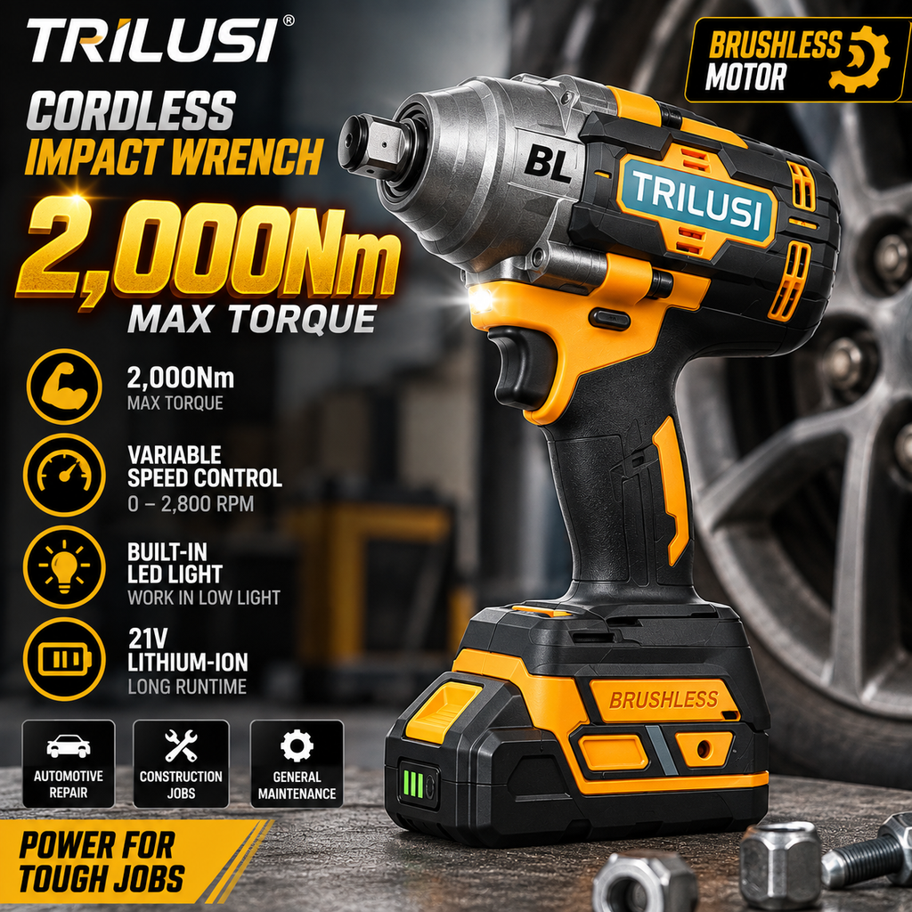 Impact Wrench 2.000Nm – Brushless Motor, 21V Lithium-Ion Battery 4.0Ah & Complete Socket Kit
