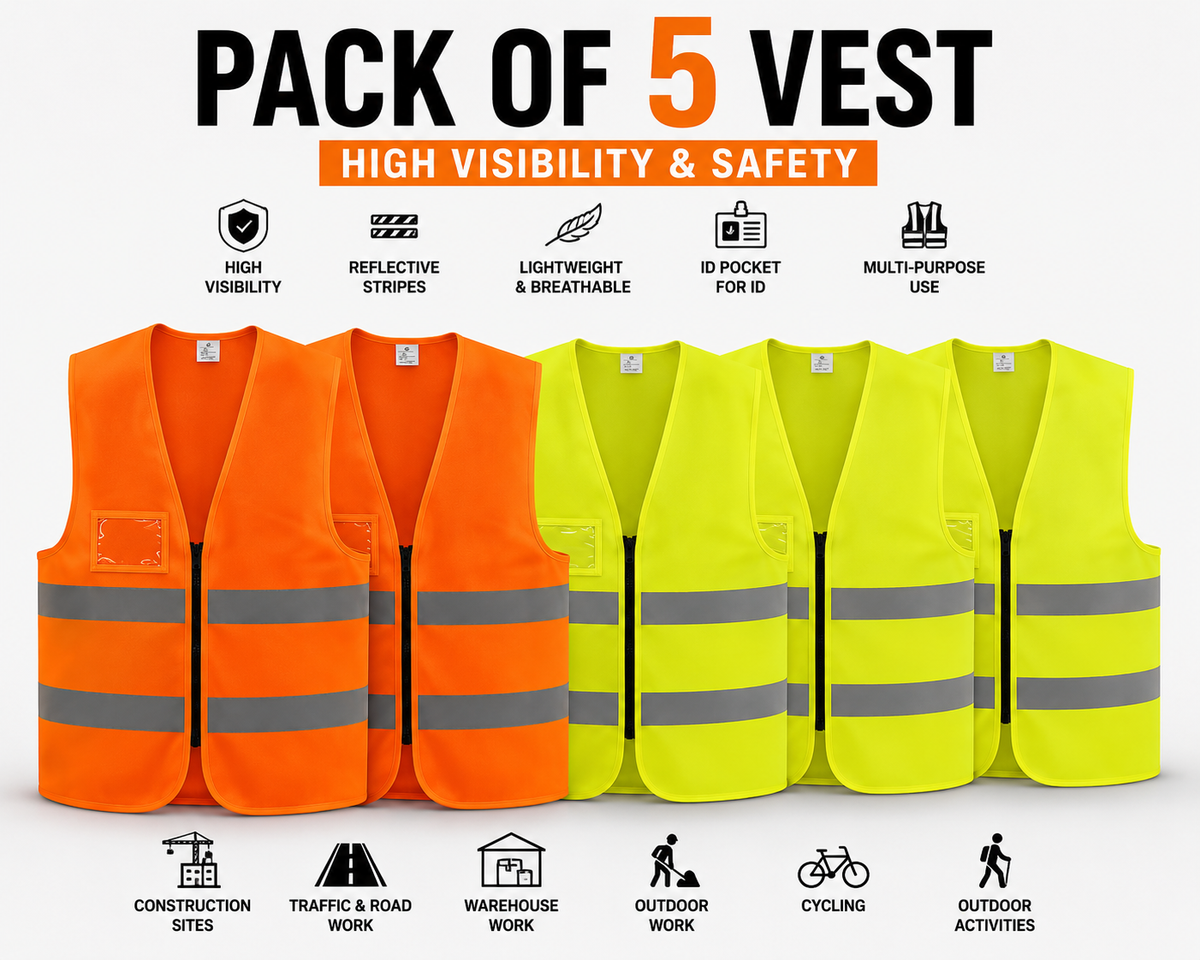 High-Visibility Safety Vest Pack of 5
