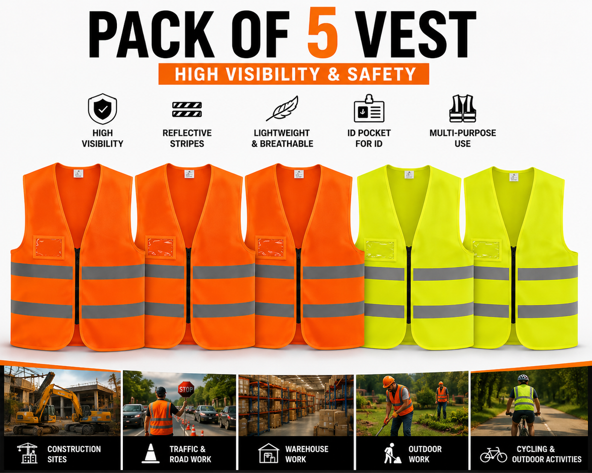 High-Visibility Safety Vest Pack of 5