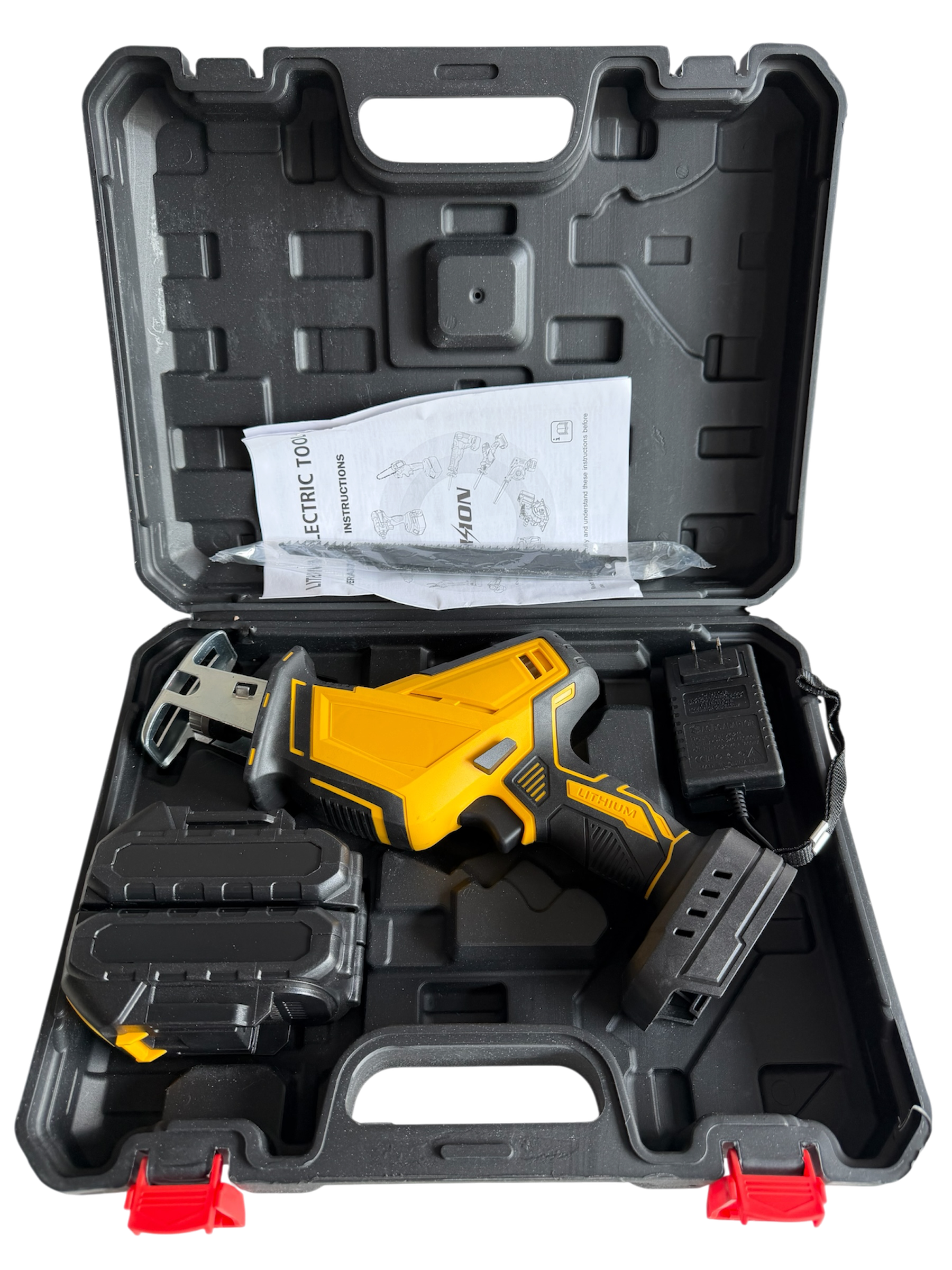 Cordless Reciprocating Saw Kit with 2 Lithium Batteries and Carrying Case | 2 *21V Batteries Included, Carrying Case Included, Cordless Design, Wood & Metal Cutting, Charger Included