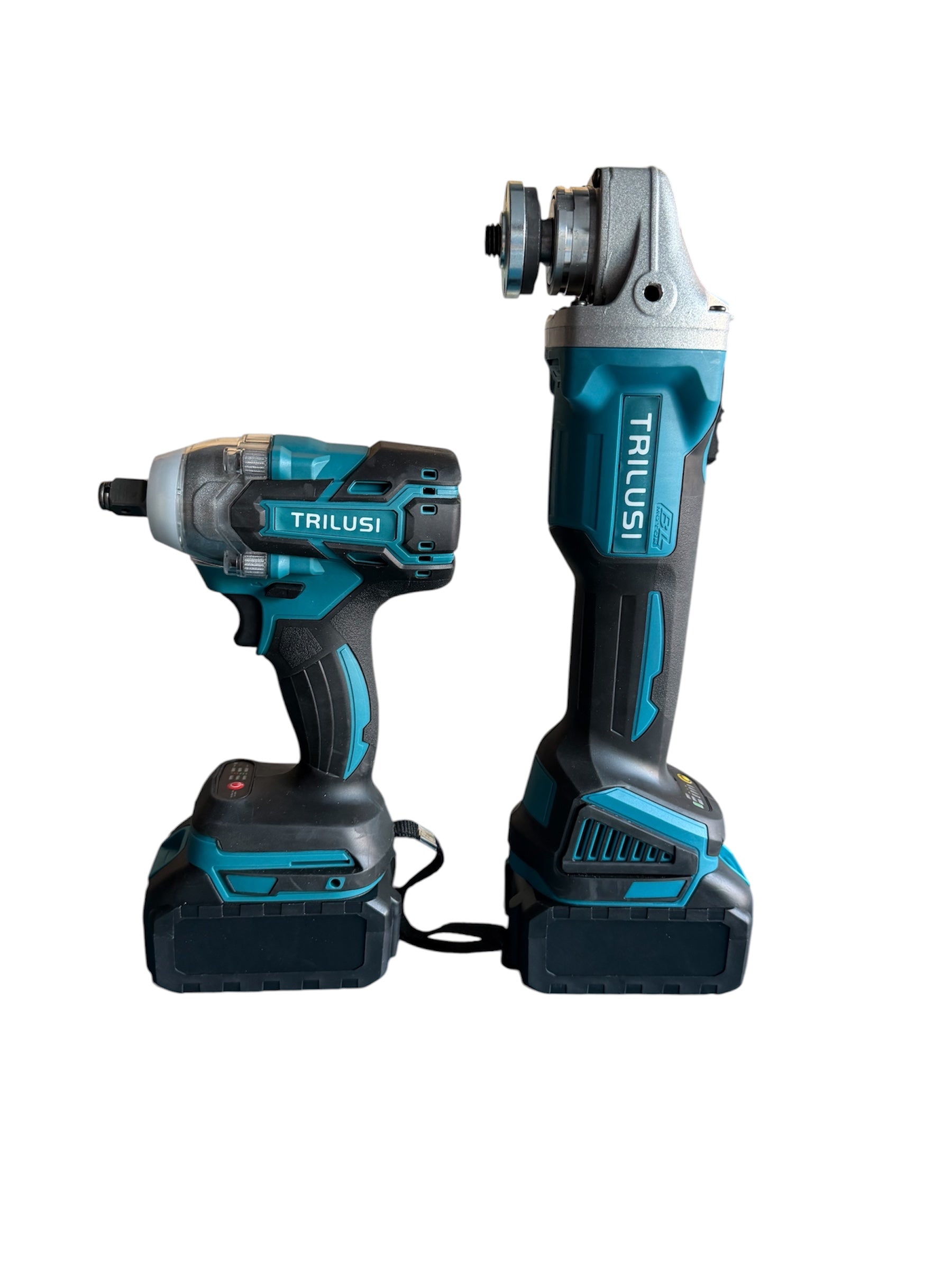 TRILUSI 48V Cordless Impact Wrench and Angle Grinder Combo Kit | 2x 48V, 2.0Ah Batteries, Brushless Motor, Includes Drill Bits and circle saw, Carrying Case Included, Socket Accessories Set