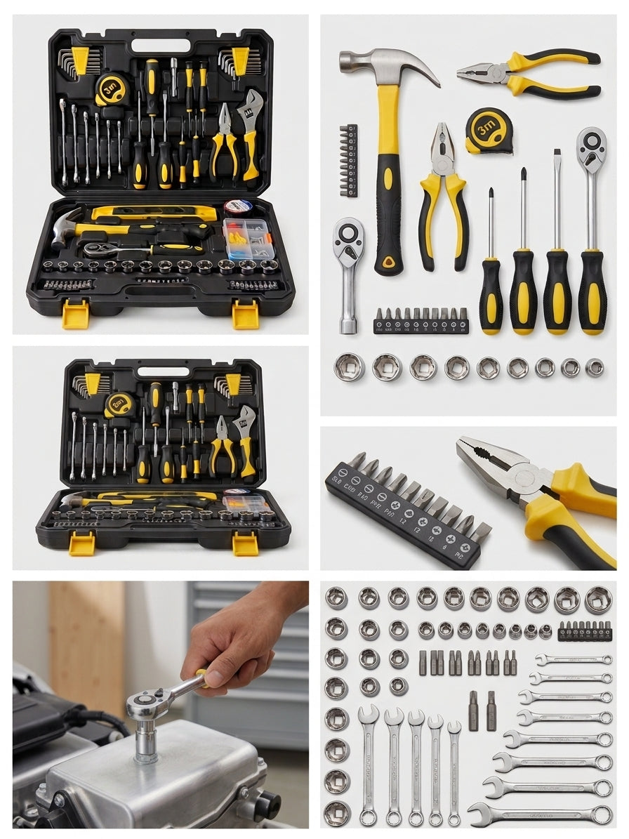 Multi-Purpose 108-Piece Tool Set with Ratchet, Sockets, Wrenches & Screwdrivers – Portable Carrying Case