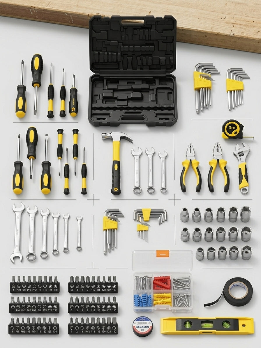 Multi-Purpose 108-Piece Tool Set with Ratchet, Sockets, Wrenches & Screwdrivers – Portable Carrying Case