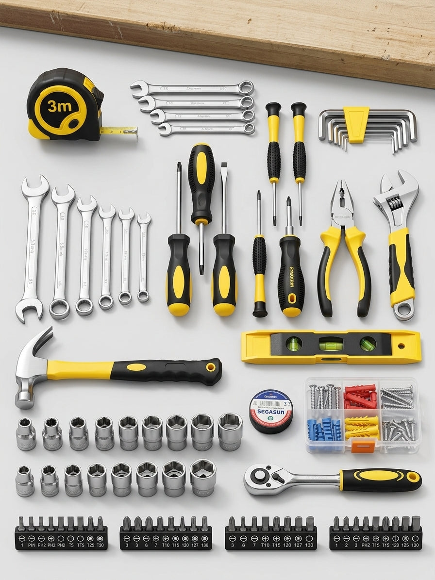 Multi-Purpose 108-Piece Tool Set with Ratchet, Sockets, Wrenches & Screwdrivers – Portable Carrying Case