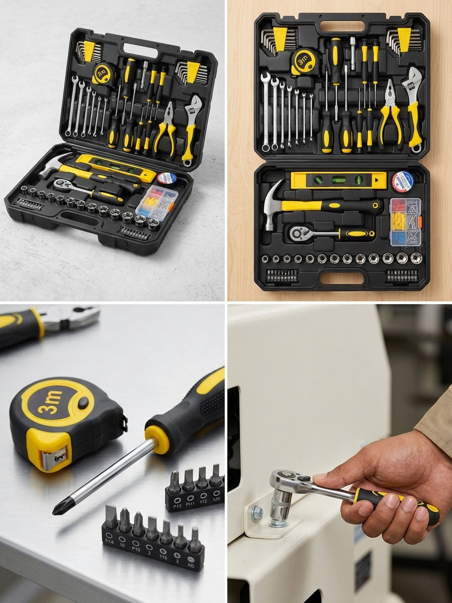 Multi-Purpose 108-Piece Tool Set with Ratchet, Sockets, Wrenches & Screwdrivers – Portable Carrying Case
