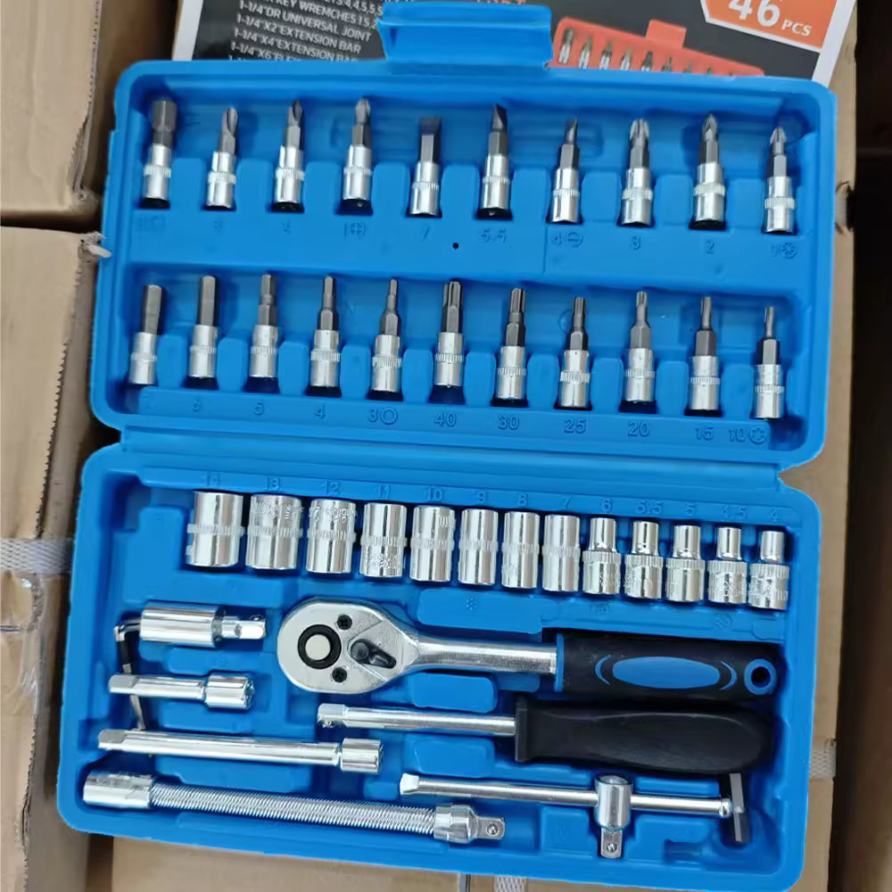 46-Piece 1/4" Socket Set with Ratchet