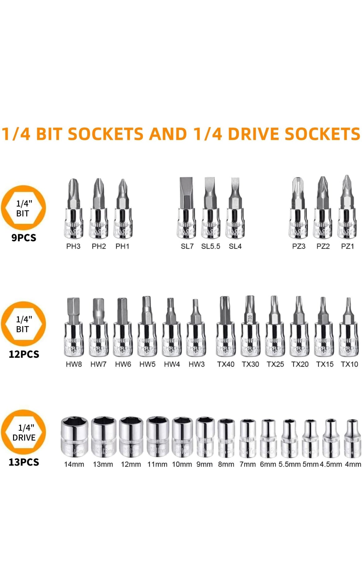 46-Piece 1/4" Socket Set with Ratchet
