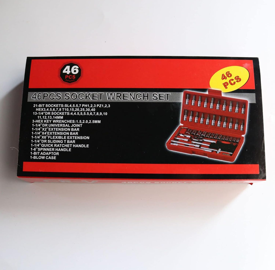 46-Piece 1/4" Socket Set with Ratchet
