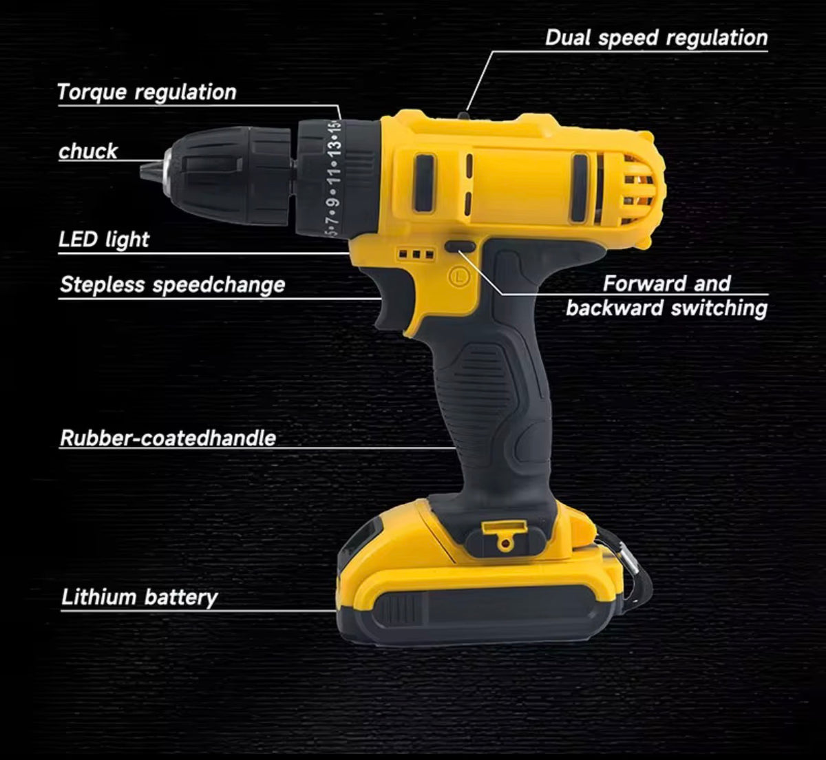 Cordless Drill Kit with 2 Batteries