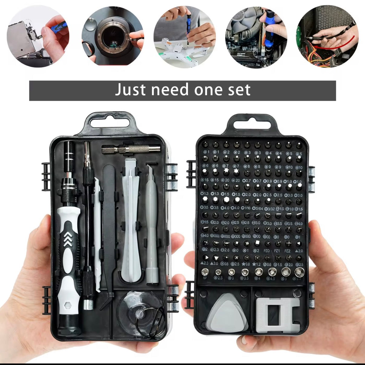 15-Piece Precision Screwdriver Set with Carrying Case | Multiple Bit Types, Phone & Camera Repair, Compact Storage Case, Tweezers Included, Pry Tools Included