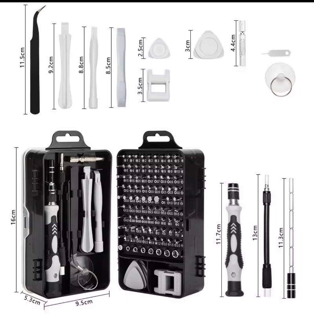15-Piece Precision Screwdriver Set with Carrying Case | Multiple Bit Types, Phone & Camera Repair, Compact Storage Case, Tweezers Included, Pry Tools Included