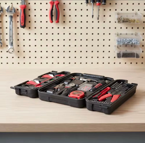 Home Repair Hand Tool Kit Set with Carrying Case, 129-Piece | Hammer & Pliers Included, Screwdriver Bits, Tape Measure, Hex Key Wrenches, Wire Stripp