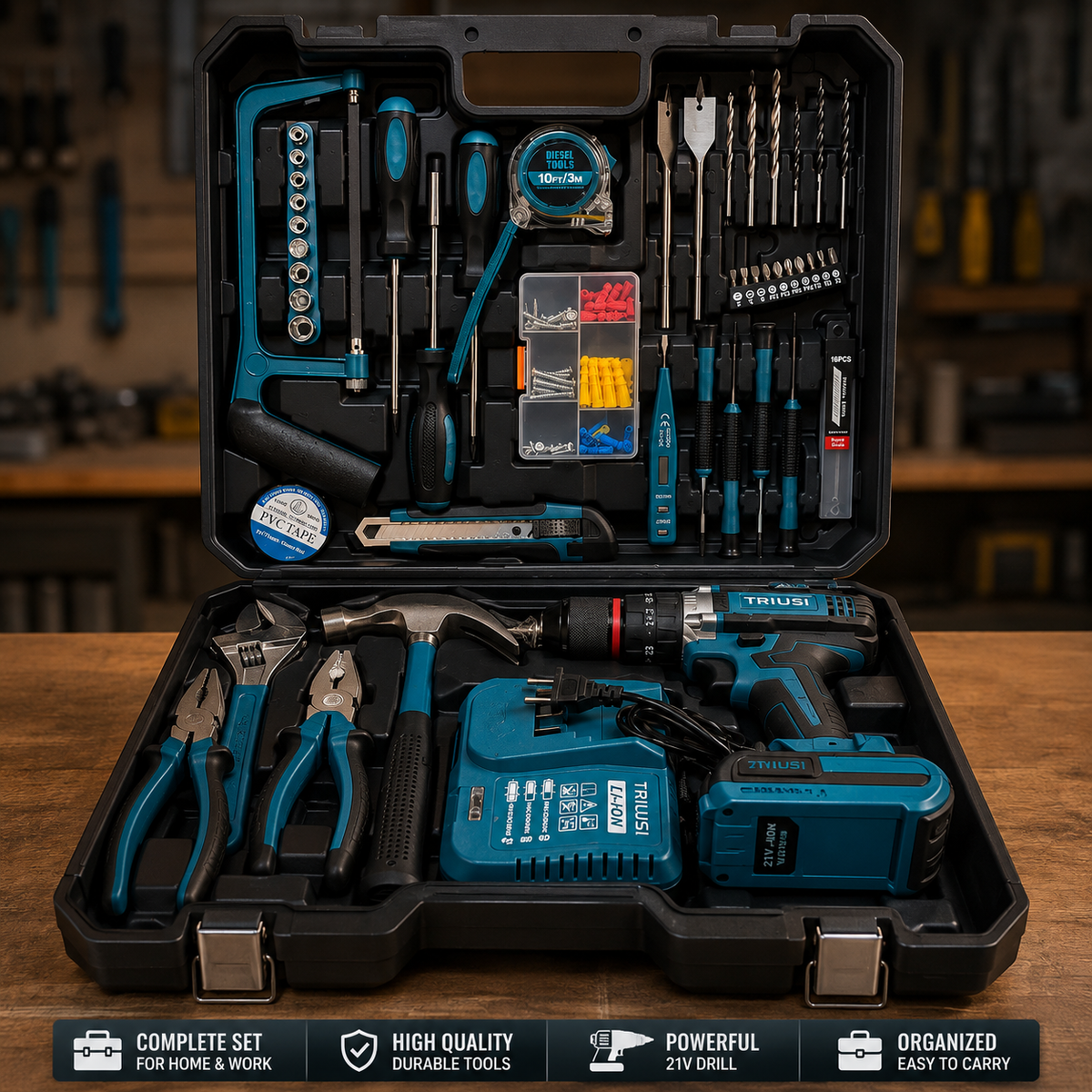21V Drill Tool Set with Accessories