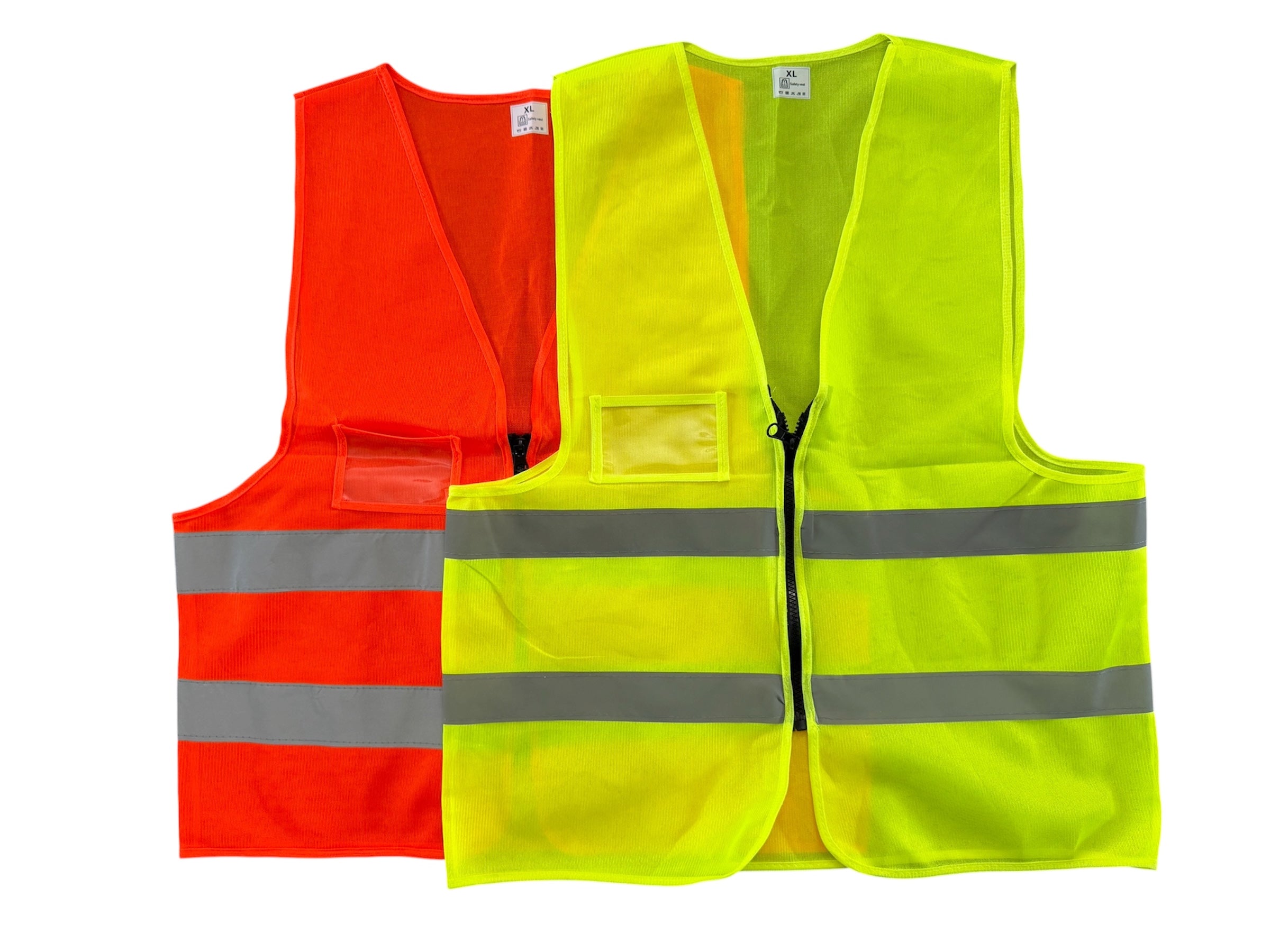 High-Visibility Safety - Vest Pack of 5,  Reflective Strips, Zipper Closure, ID Pocket, Neon Yellow/Orange