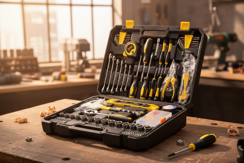 Multi-Purpose 108-Piece Tool Set with Ratchet, Sockets, Wrenches & Screwdrivers – Portable Carrying Case